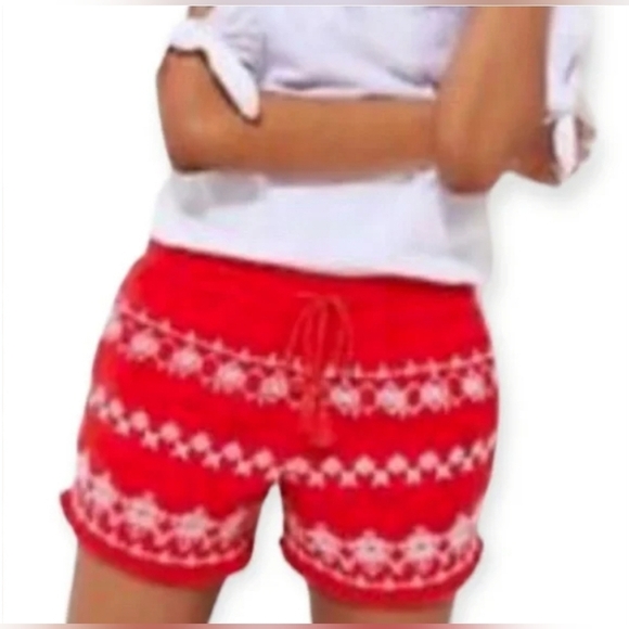 LOFT Linen Blend Embroidered Drawstring Waist Casual Shorts Size L - Picture 1 of 8